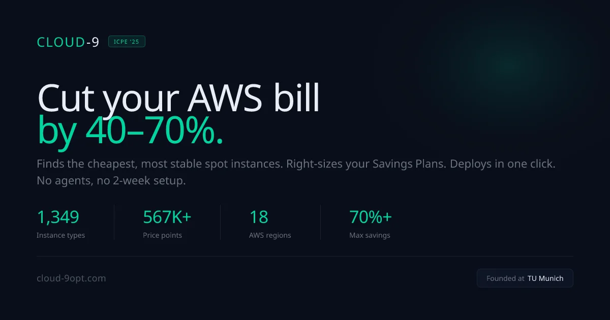 Cloud-9 product overview showing its AWS cost optimization interface and live platform statistics